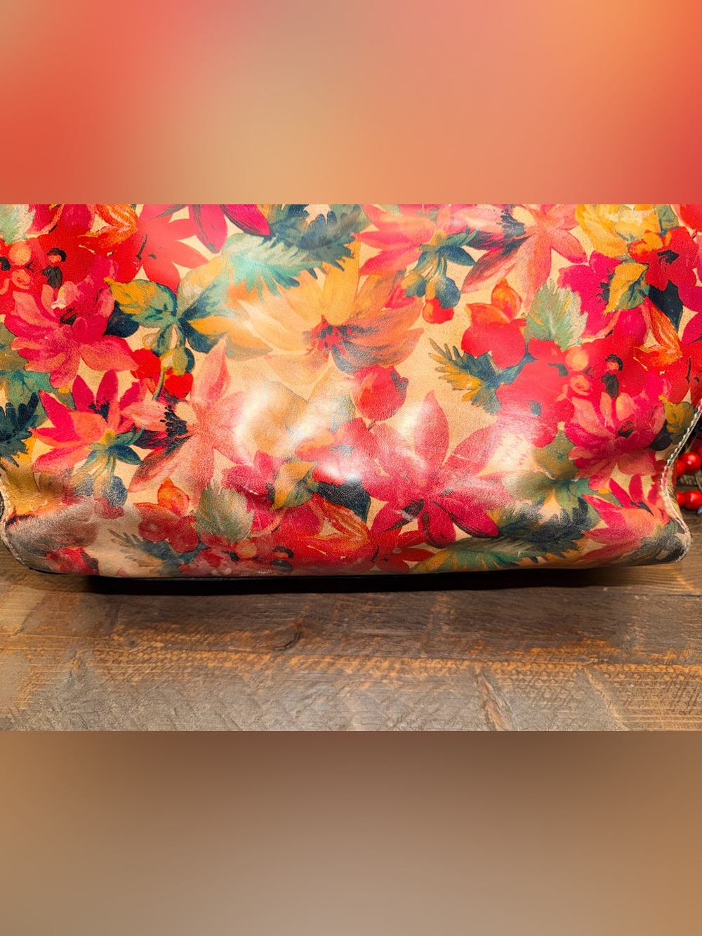 Patricia Nash Large Poppy Tote Fresco Bouquet Floral Brown Leather Shoulder Bag - Picture 8 of 16